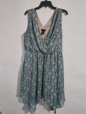 Enfocus Women's Casual Summer Sleeveless Dress Colorfull Green Beige Size 2X   k