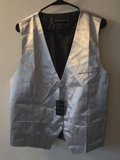 Barry Wang Men's Silk Silver Vest Size M Hand Tailored