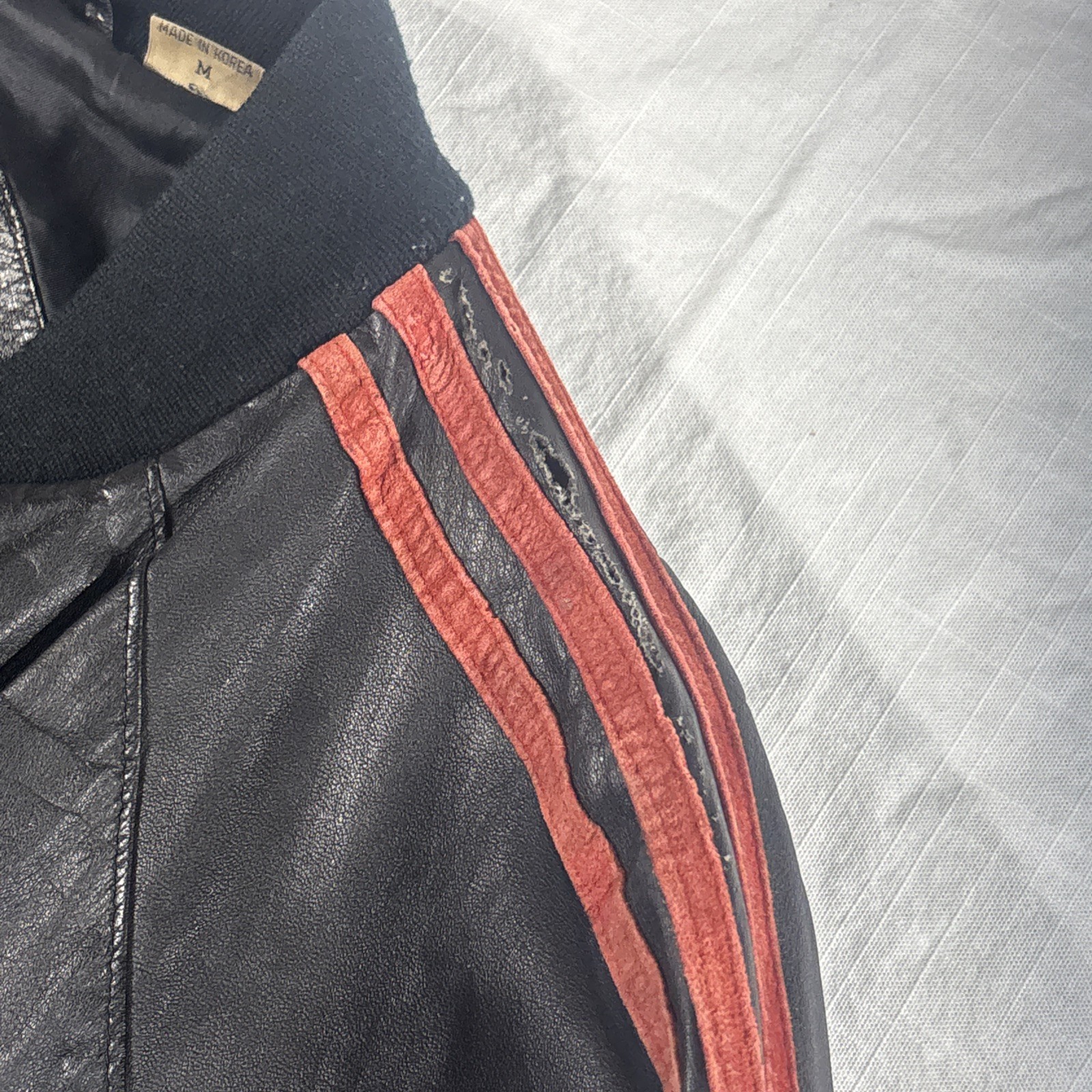 Adidas Leather A-15 / A17 Bomber Track Jacket Vintage Run DMC | Size M Rare 80s image 9