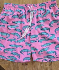 Chubbies Swim Shorts Men's XXL/ 2X Pink Glades Alligator Print Lined Trunks 5.5"