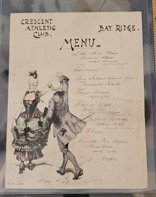 RARE 1894 Crescent Athletic Club BAY RIDGE ! Restaurant Menu Brooklyn New York