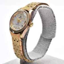 Reloj automático con fecha Rado Purple Horse para dama tono dorado vintage Japón
