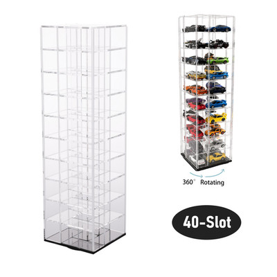 40 Slots Acrylic Spinning Display Case for 1/64 Diecast Cars Dustproof Organizer