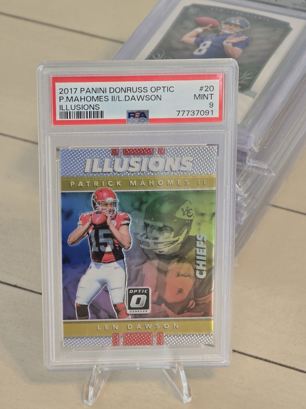 2017 Donruss Optic Patrick Mahomes II Len Dawson Illusions RC #20 PSA 9 Mint