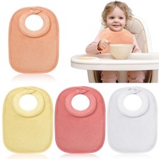 4 Pcs Baby Feeding Bibs, Comfi Neck, Padded Collar, Absorbent, Drooling
