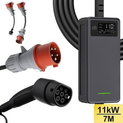 Mobile Wallbox EV Ladegerät 11kW Typ 2 7m Ladekabel 5-poligen 6-16A CEE Stecker