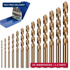 13-Piece Cobalt Drill Bit Set 1/16 -1/4 M35 HSS TwistJobber Length Bits with 135
