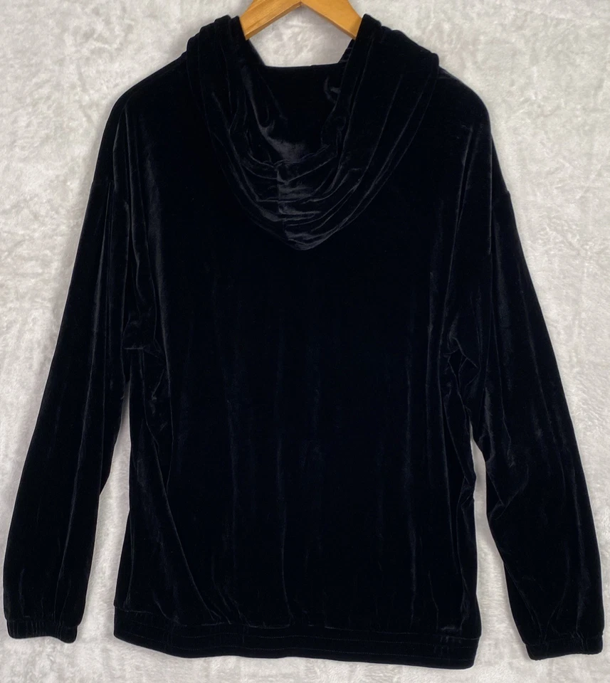 Forever 21 Hombres Terciopelo Sudadera con Capucha Pullover Negro Terciopelo Grande Patinador Dinero Lujoso Foto 2 de 4