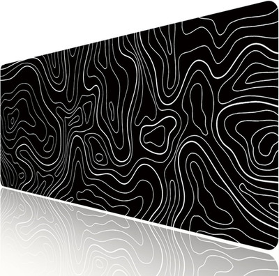 Großes Gaming TOPO Mauspad schwarz-weiß topographisches Mauspad mit Anti-Rutsch