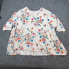 Woman Within Tunic Blouse Womens 5X White Flo...