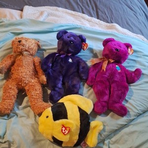 Ty Beanie Babies/Beanie Buddies Plush Lot of 4 Bubbles Fish, Diana, 2000, Teddy
