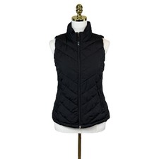 Women s Black Quilted Puffer Vest XS Zip Front High Neck Zipper Pockets
