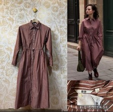NWOT Uniqlo Burgundy Striped Long Sleeve Dress size L