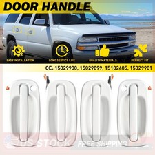 Door Handle Set 4 White For Chevy Silverado For Gmc Sierra Suburban Yukon 99-06