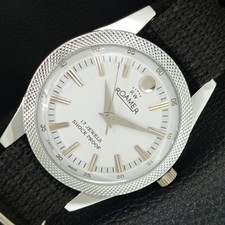 VINTAGE ROAMER SWISS MECHANICAL MENS WHITE DIAL WATCH REFURBISHED a444908-1