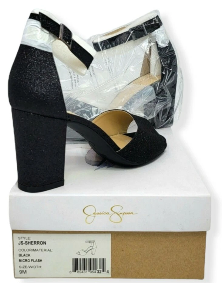 Jessica Simpson Women s Sherron Heeled Sandal Black Sparkle Size 9 M US