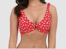  55 Seafolly Womens Red Polka Dot F Cup Halter Swim Top Swimwear Size AUS 8/US 4