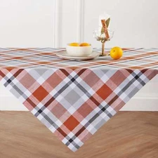 Solino Home 100% Pure Linen Table Throw for Fall Dining Kitchen, Buffalo Check