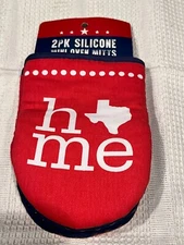 2pk Mini Oven Mitts w/Silicone for Easy Gripping HOME Texas