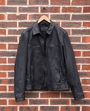 AllSaints LARK Leather Bomber Jacket LARGE Black Mens Biker All Saints Moto