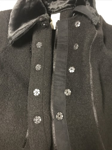 Kenji 100% Wool Asymmetrical Faux Fur Collar Snap Front Blazer Jacket Large NWT - Picture 7 of 12