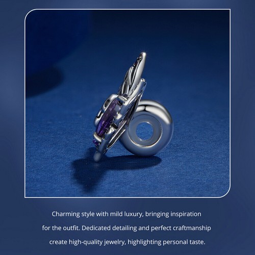 Wostu 925 Sterling Silver Glass Skeleton Butterfly Halloween Bracelet Charm Bead - Picture 4 of 13