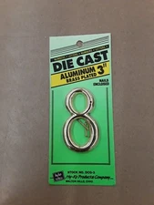 HY-KO DIE CAST BRASS PLATED ALUMINUM 3 INCH NUMBER - NUMBER EIGHT (8) - DCG-3/8