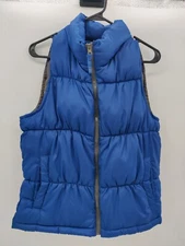 Old Navy Men's Blue Puffer Vest Size Small Gray Interior Full Zip