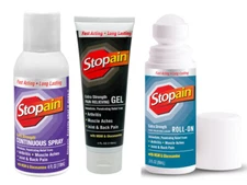Stopain Combo Pack (Roll On, Spray, Gel) Extra Strength Pain Relieving
