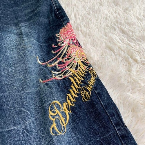 Battou Musume 抜刀娘 Denim Jeans Japanese Embroidered Big Size 40 - Picture 3 of 9