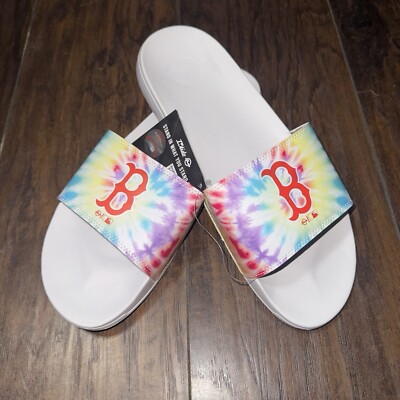 Boston Red Sox MLB Baseball I Slide Tie Dye Rainbow Motto Size 11/12  Sandals