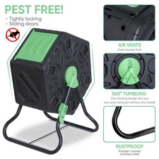 Hexagonal 18.5Gal Garden Composter Rotating Compost Bins Weather Resistant 