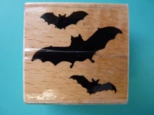 Bat Trio in Flight HAMPTON ART Rubber Stamp