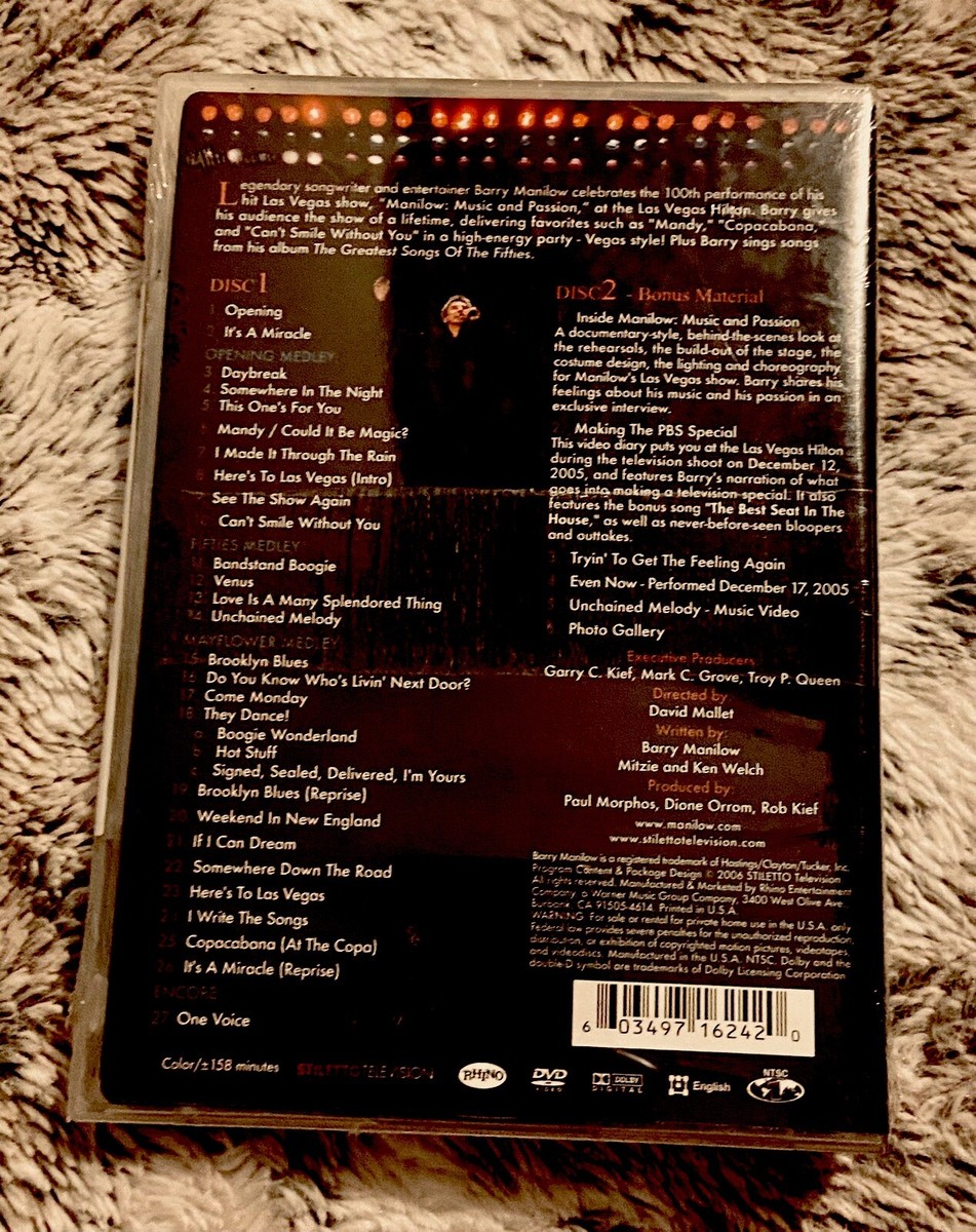 Barry Manilow - Music & Passion Live From Las Vegas (DVD, 2006, 2