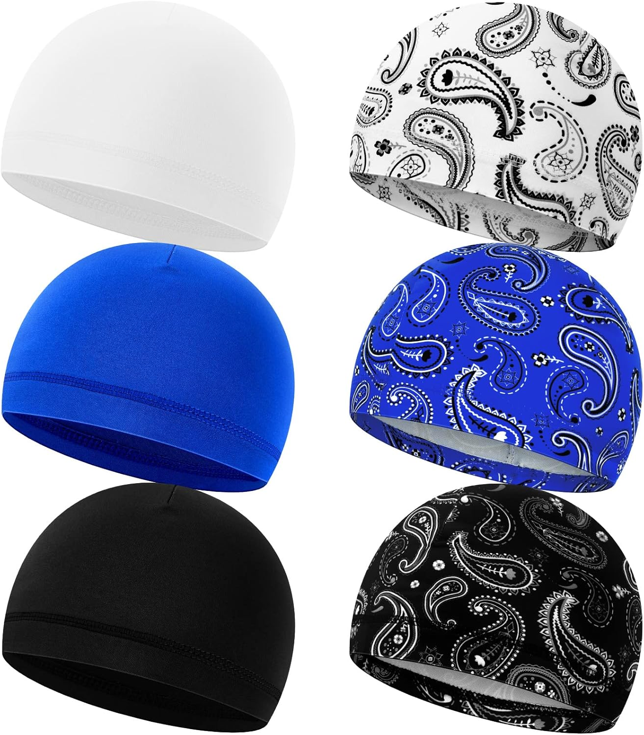 6 Pcs Cooling Skull Cap for Men - Moisture-Wicking Bike Beanie Helmet Liner