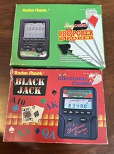 Vintage Radio Shack Pro Poker & Black Jack Handheld LCD Electronic Games