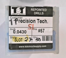 TCT REPOINTED DRILLS SLOT 57 0.0430" DIA 0.343" FLUTE LOT OF 6