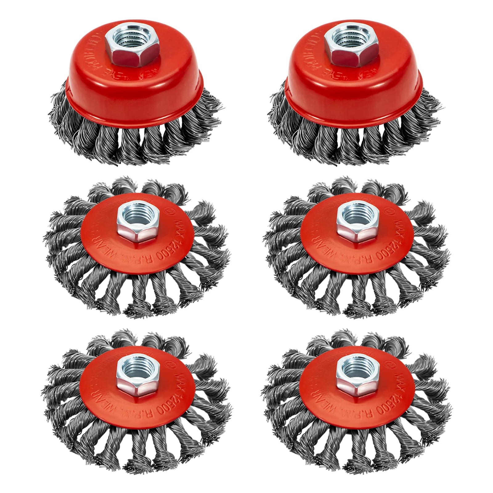 6 Pack 4 Inch Wire Wheels for Angle Grinder, 3 Inch Wire Cup Brush for 4 1/2 ...