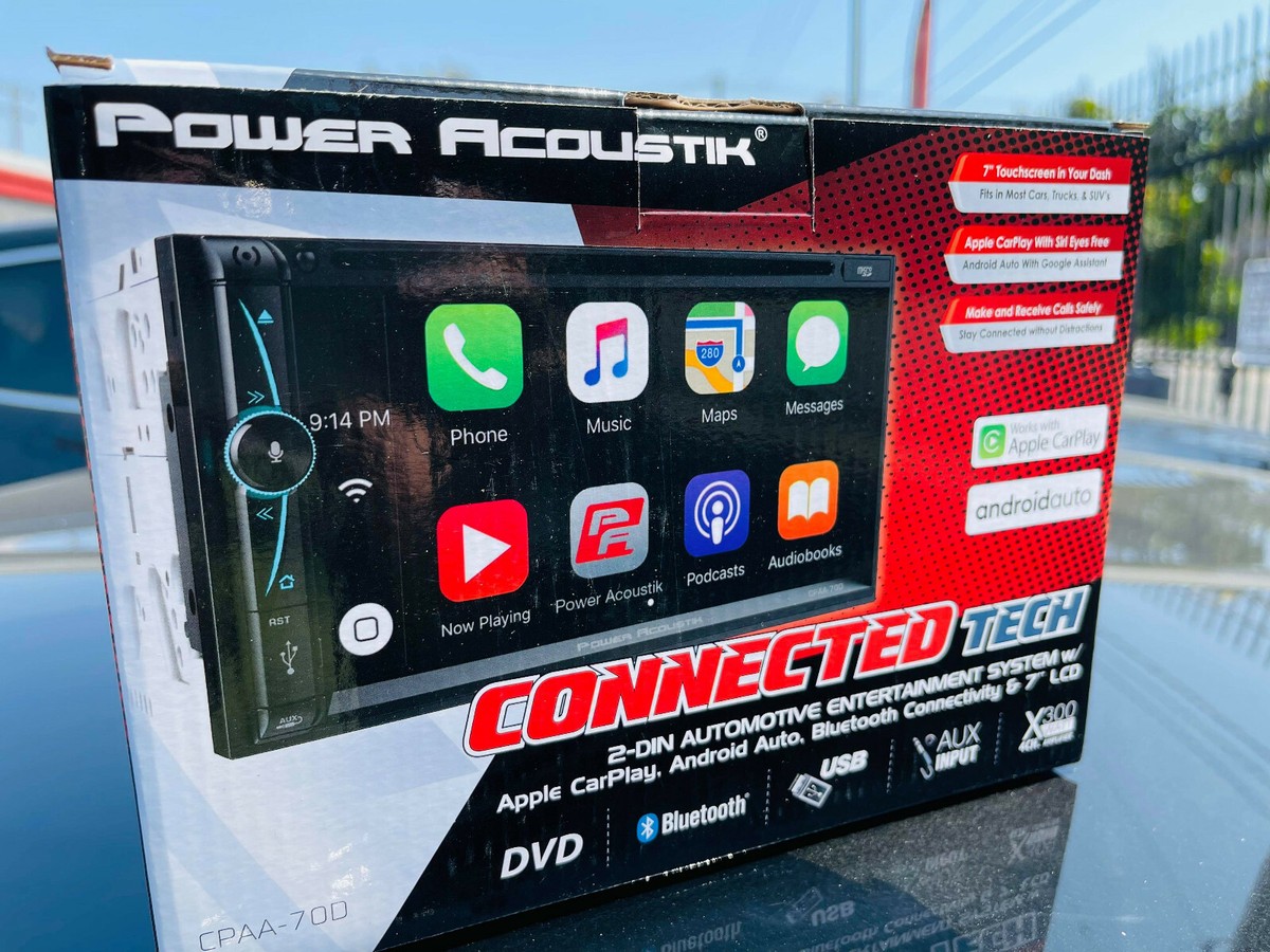 Power Acoustik 2 Din CPAA-70D CD DVD Player Android Auto CarPlay 