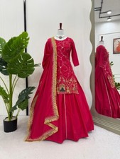 Stylish Look Natural Crepe Silk Rani Pink Lehenga Choli With Dupatta For Wedding