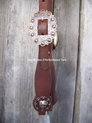 Headstall - Oiled Cowboy Culture Spotted Buckle w/Cross Concho - Picture 3 of 5