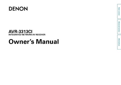 Denon AVR-3313CI Receiver Amplifier Owners Manual
