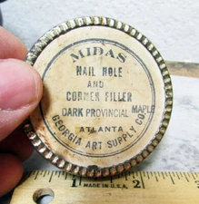 vintage Midas Nail hole & corner filler empty tin, Atlanta Georgia collectible