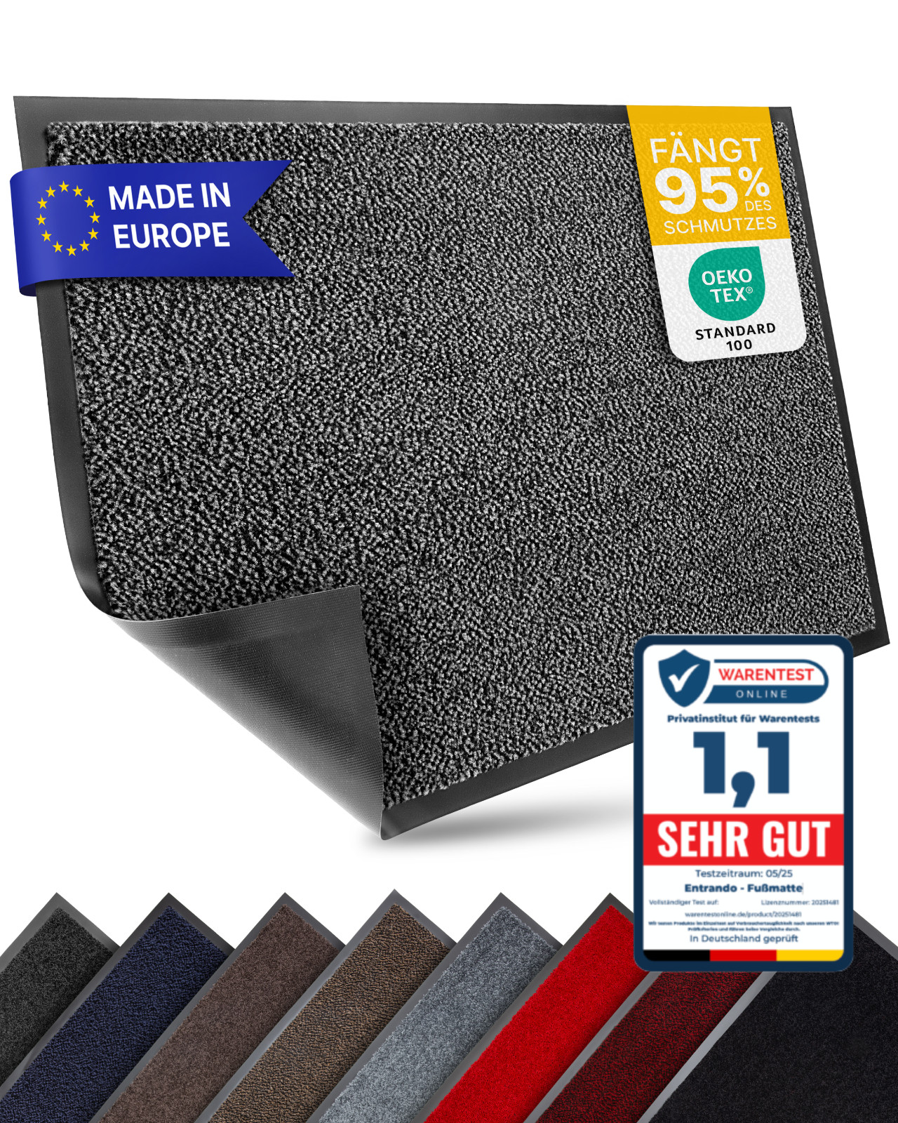 Alfombrilla - Exterior, Interior, Lavable, Antideslizante, Robusta - Certificado Oeko-Tex