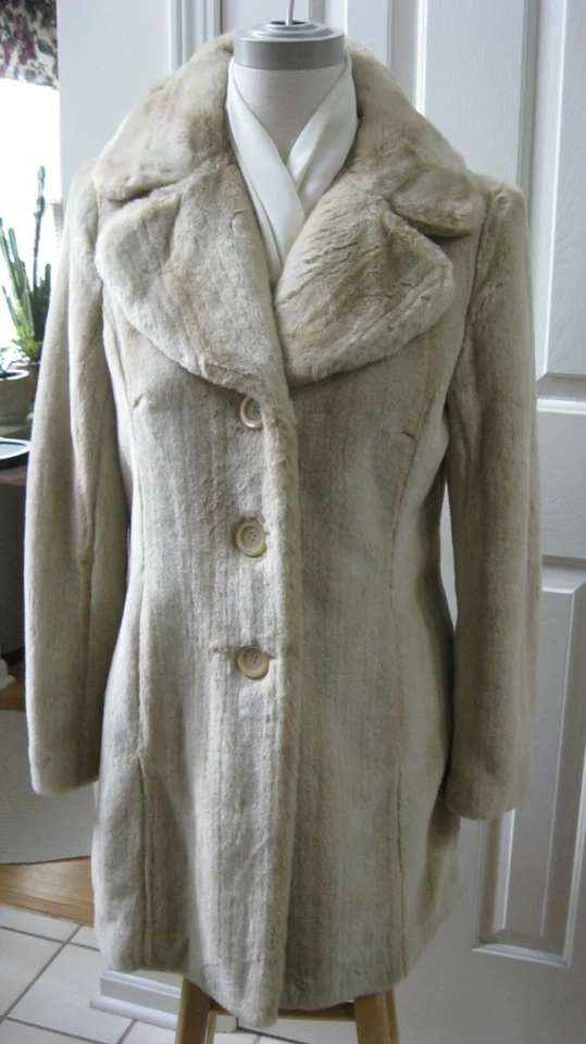 Chaqueta Abrigo Mujer Nine West Suave Imitación Beige/Marfil Piel Suave Talla M Foto 2 de 4
