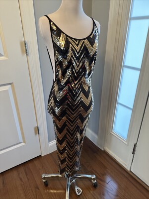 dark gold sequin dress Portia and Scarlett Corset Sequin Prom Dress PS23293