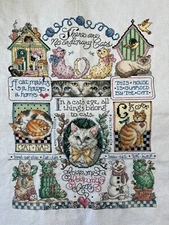 Finished Completed Counted Cross Stitch - Cats Cats Cats! Cat Lovers, Cute