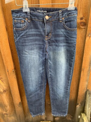 Womens Maurices Jeans Size Blue Straight Leg Solid Denim Regular