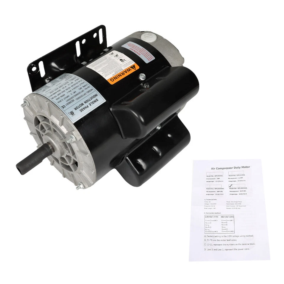 3 HP 3450RPM SPL Electric Motor Compressor Duty 56Frame 1Phase 115-230 Volts New - Image 3 of 4