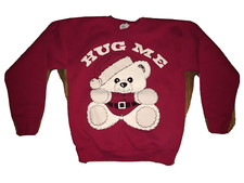Vintage 80s 90s HUG ME Christmas Teddy Bear Kitsch thick Lee SWEATSHIRT top L